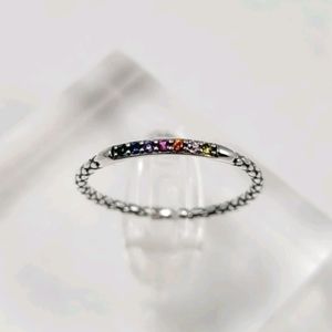Sterling Silver Rainbow Stack Band